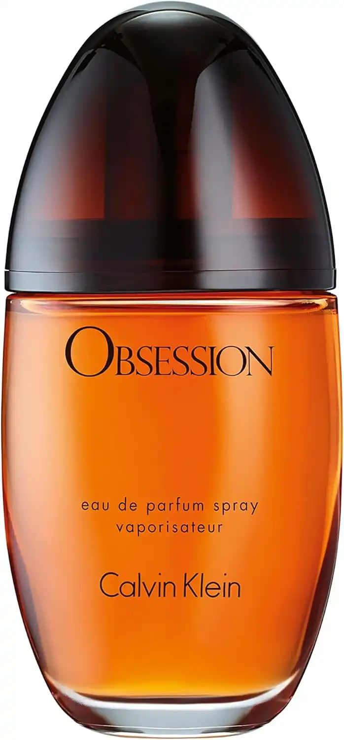 Frasco âmbar do Calvin Klein Obsession Eau de Parfum feminino