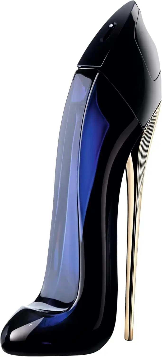 Frasco do Carolina Herrera Good Girl em formato de salto preto e dourado