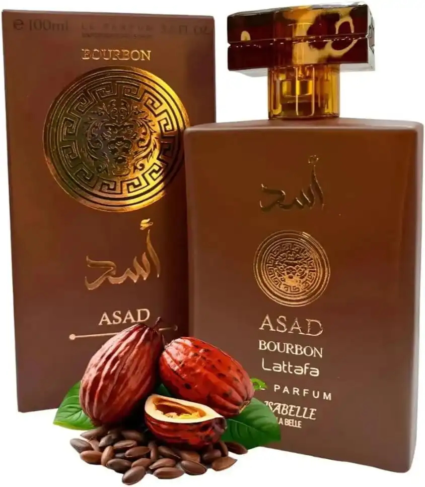 Frasco escuro do Lattafa Asad Bourbon Eau de Parfum
