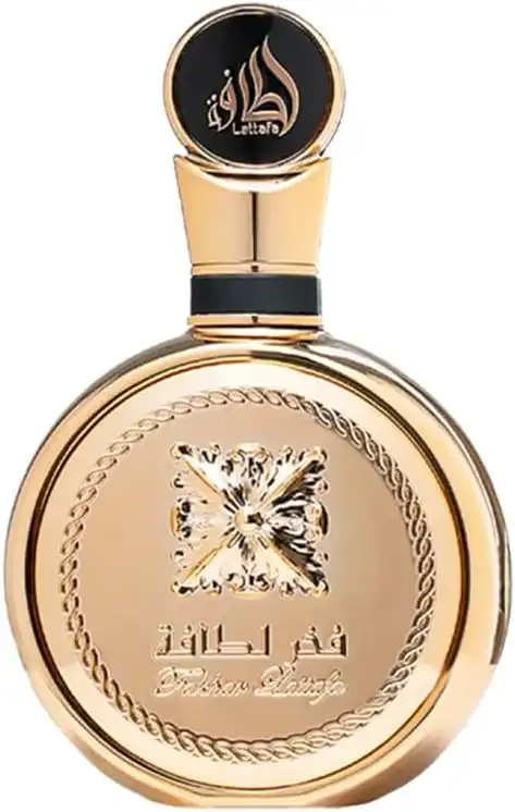 Frasco dourado Lattafa Fakhar Gold Extrait Eau de Parfum