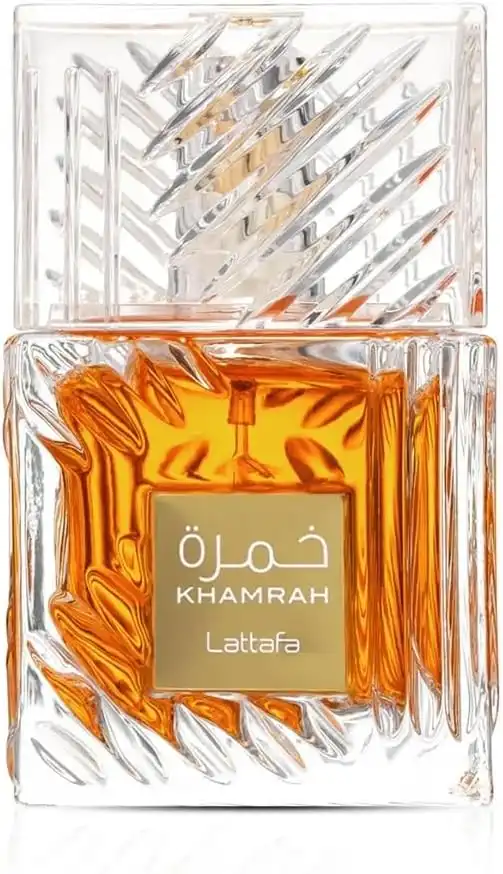 Frasco âmbar do Lattafa Khamrah Eau de Parfum