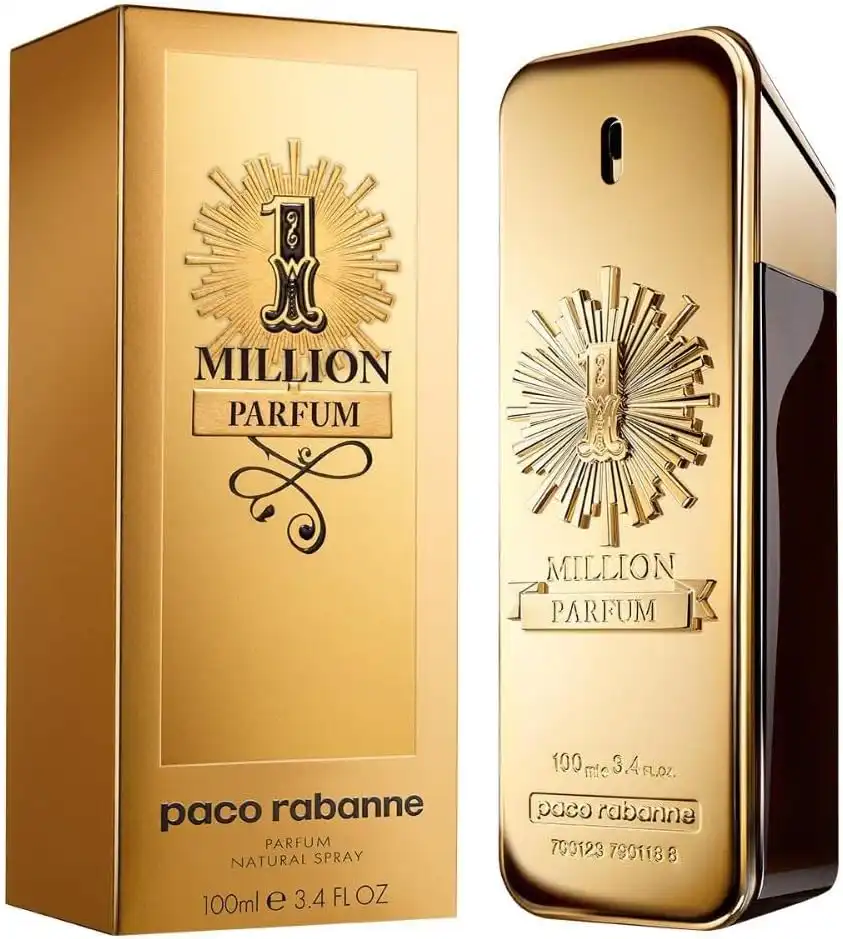 Frasco dourado em formato de lingote do Paco Rabanne 1 Million